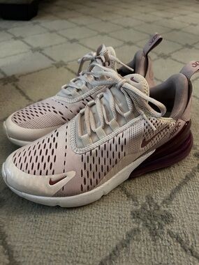 Nike Women’s Air Max 270 React in Pale Pink with Plum Accents